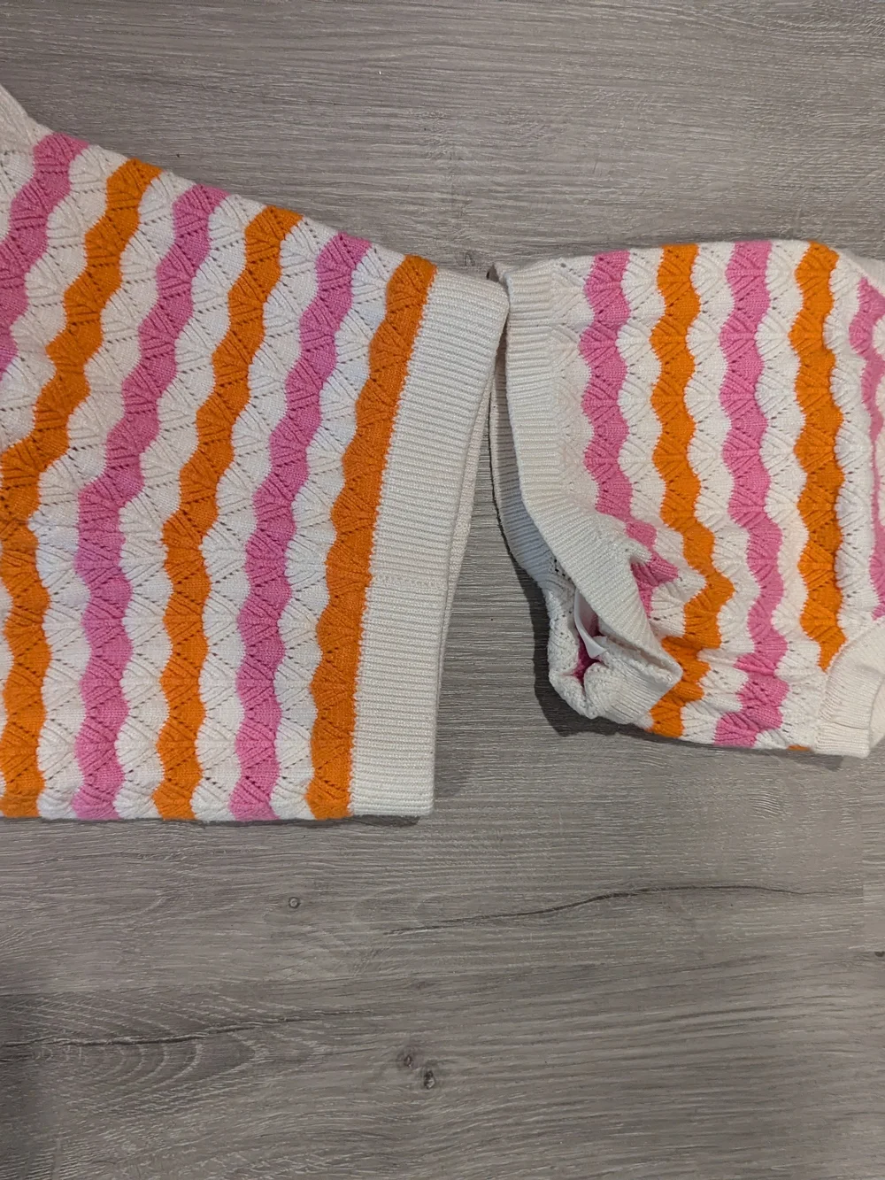 Rare Editions White Pink Orange Knit Kids Matching Set